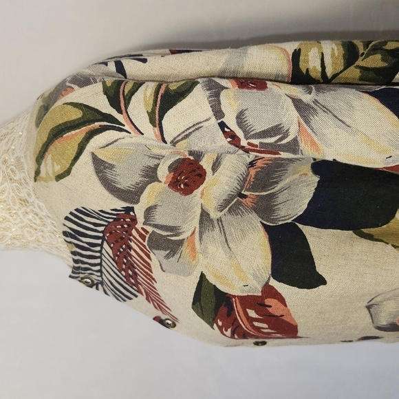 City Clothing Co Women Size L Linen Tropical Print Short Sleeve Button Down Top - Picture 7 of 13